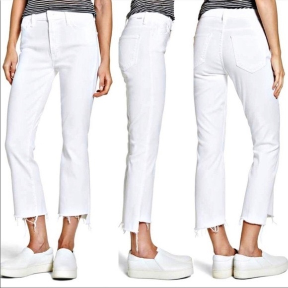 [Mother] White Classic Frayed Denim Jeans - Picture 2 of 8